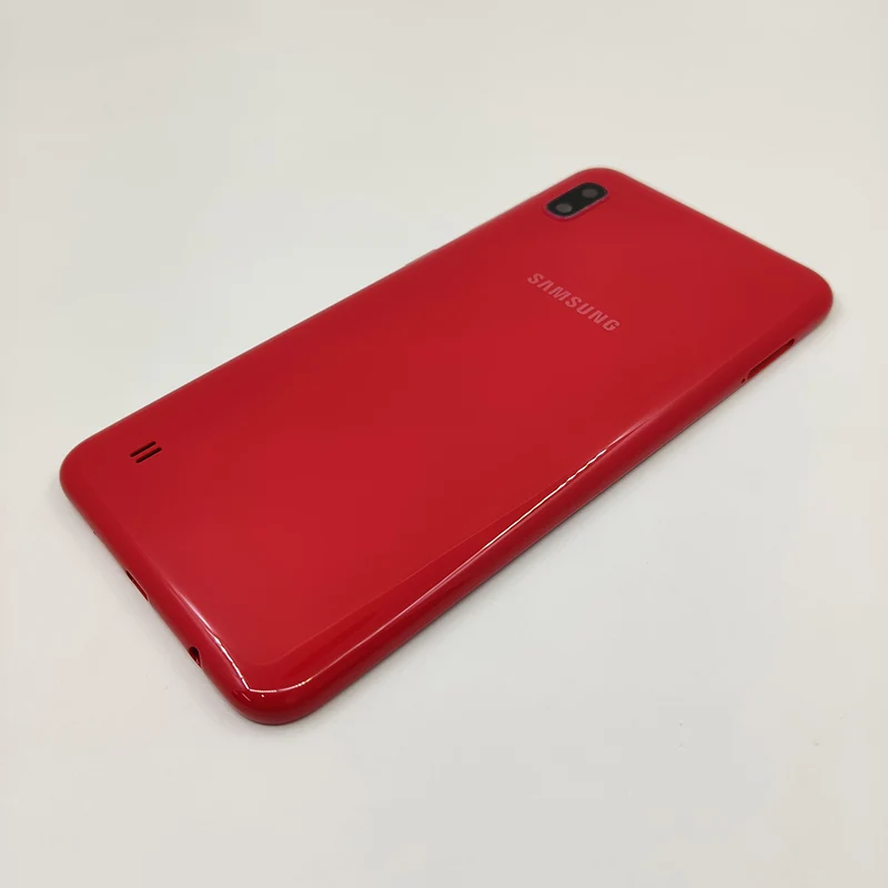 Для samsung Galaxy A10 A105 батарея задняя крышка чехол Корпус Крышка с ключ для боковой кнопки объектив камеры для Galaxy SM-A105F - Цвет: Red