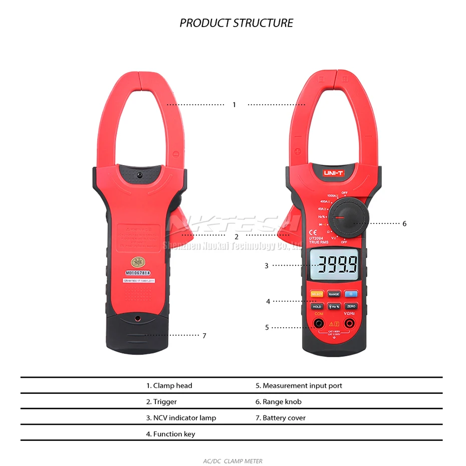 UNI-T Цифровые токоизмерительные клещи UT207 UT207A UT208 UT208A UT209 UT209A Авто Диапазон AC DC Вольт тока 1000V 1000A Амперметр частота Ом