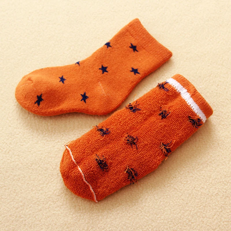 Носки для детей со звездным принтом плотная Одежда новорожденных теплые