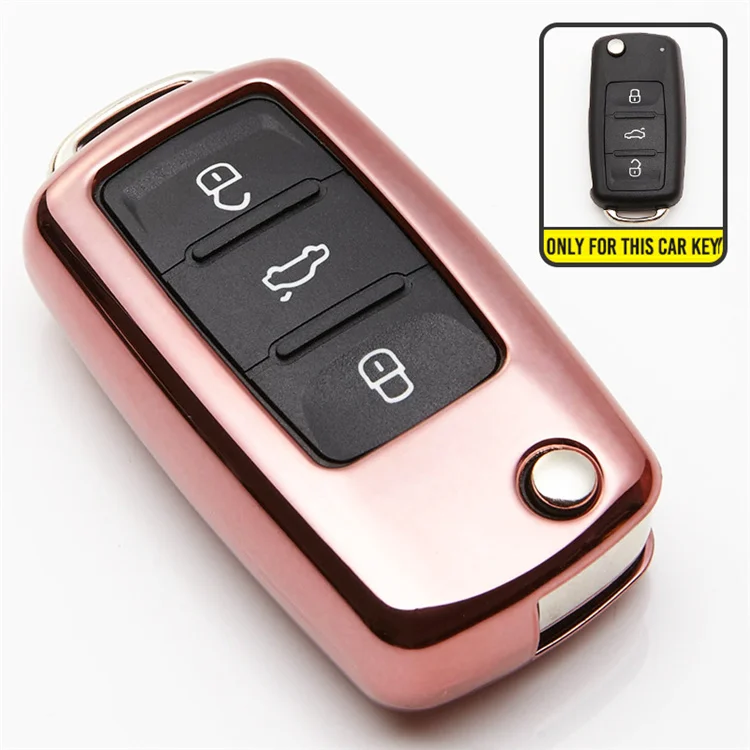 KUKAKEY ТПУ чехол для ключей автомобиля для Volkswagen VW Passat CC POLO Golf jetta tiguan Gol Cross Fox Plus Eos Scirocco Beetle - Название цвета: Pink