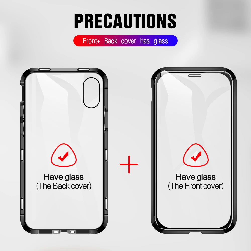 KISSCASE Магнитный адсорбционный стеклянный чехол для iPhone XR XS Max X двойное закаленное