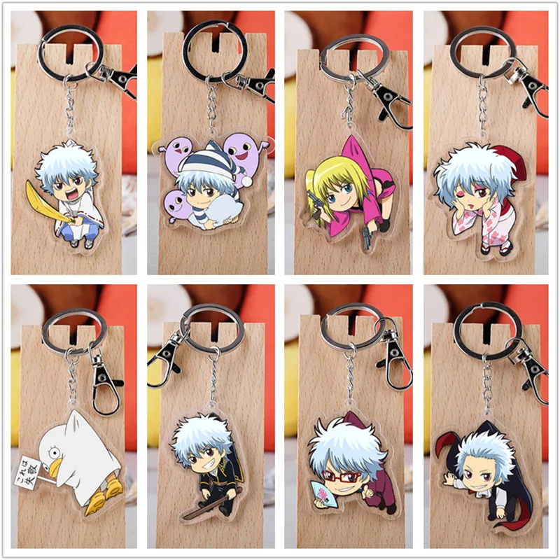 10 шт./лот аниме GINTAMA акриловый брелок игрушка фигурка Sakata Gintoki Kagura сумка кулон
