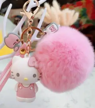 Аниме Моя Мелодия пудинг Cinnamoroll Собака Кошка меховой шар брелок милые животные плюшевый брелок сумка амулет подвесной брелок для девочек - Цвет: A6