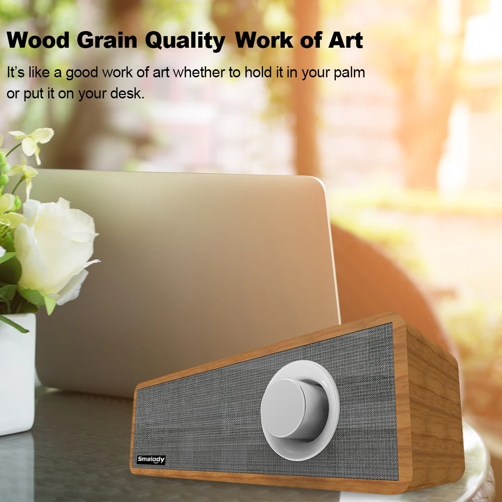 Smalody SL-50 деревянный Bluetooth динамик 8 Вт мини беспроводной Саундбар сильный бас звуковая коробка музыкальный сабвуфер для смартфонов планшеты ПК