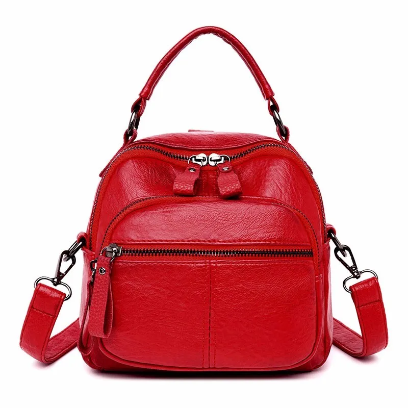 Женские маленькие рюкзаки для девочек, Mochilas, женский рюкзак, винтажный рюкзак, многофункциональные школьные сумки для девочек, повседневный рюкзак - Цвет: red