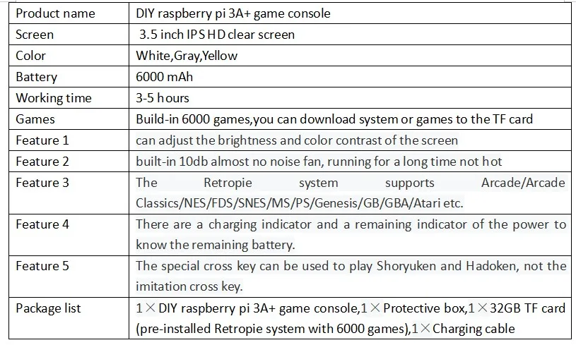 Ретро видео игровая консоль 3,5 дюймов Raspberry Pi 3 A+ LCL-Pi аркадная для игровой консоли для мальчика портативная игровая приставка встроенный 6000 игр