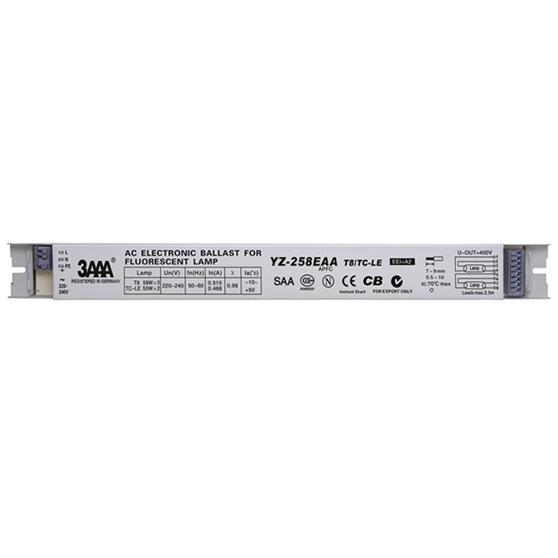 220V YZ-158EAA YZ-258EAA T8/TC-L 2*58W 2*55W электронный балласт для T8 55W люминесцентная лампа 58W Реклама Светильник коробка выпрямителя