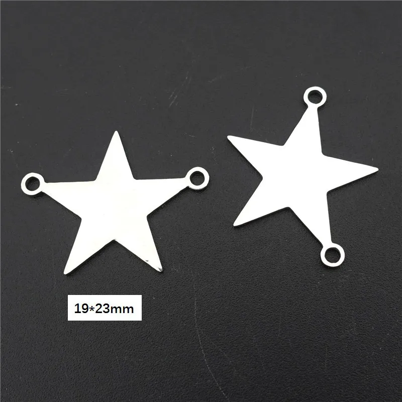 5 points star Соединители из нержавеющей стали, электрокардиограмма, перо мира, бесконечность, тиара, крест, якорь, амулеты для изготовления ювелирных изделий, 5 шт./лот - Цвет: 5 points star