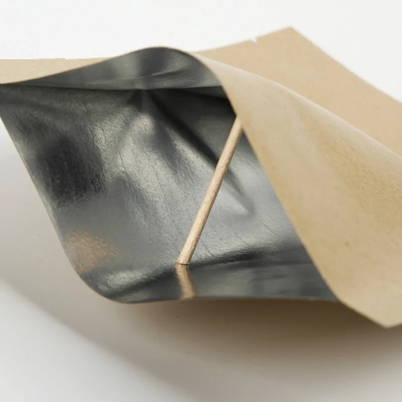 100 шт. плоский нижний крафт бумажный мешок с открытым верхом чайный порошок кофе