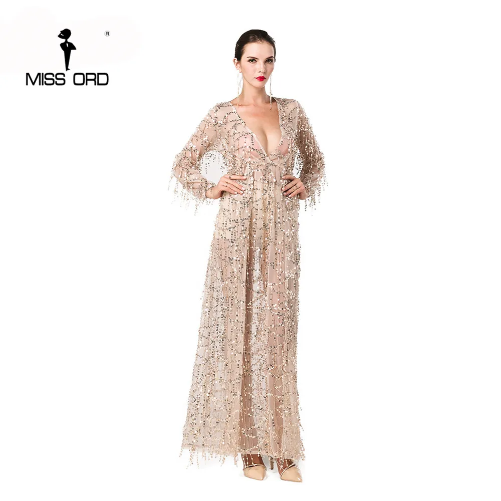 Missord 2020 сексуальное длинное платье с длинным рукавом и глубоким v-образным
