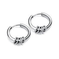 jhsl small punk hoop earrings for men stainless steel black silver color high quality fashion jewelry dropship