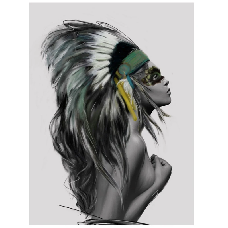 Индеец рисунок украшение стены книги по искусству Холст плакат печать живопись