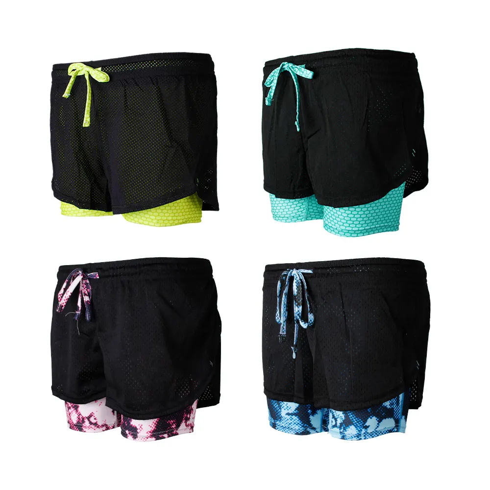 ALBREDA Women Double Layer 2 in 1 Sports Shorts Running Yoga short Fitness Gym Breathable Quick dry clothing Girl Elastic waist |
