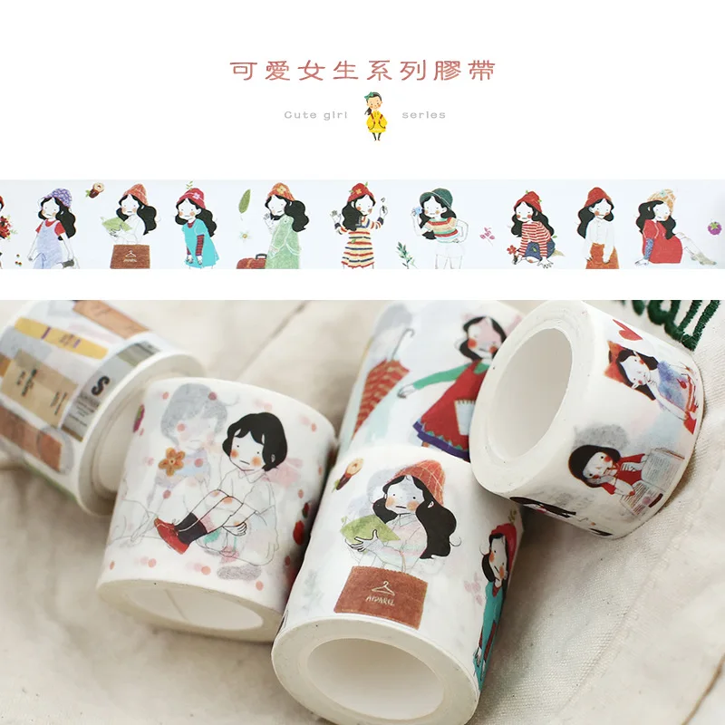 Креативная Маскировочная лента City girl Washi для скрапбукинга планировщика кавайная