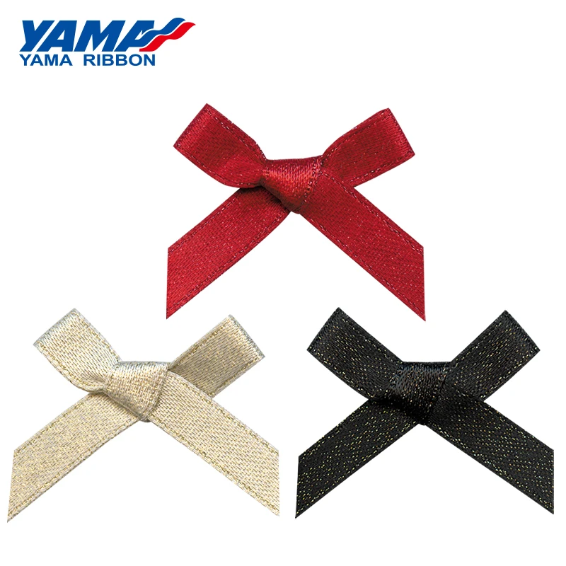 

YAMA Wide 32mm±3mm High 27mm±3mm Hand-Tied Bow 200pcs/bag Satin Gold Silver Edge Purl Ribbon Diy Gift Decoration Wedding Ribbons