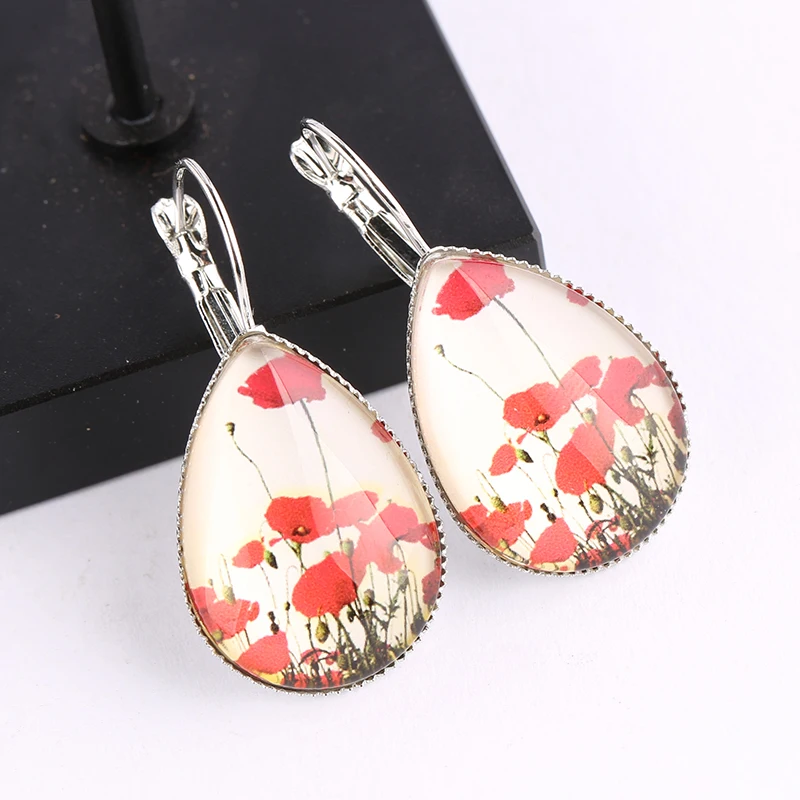 Reidgaller 1 пара новые модные рычаг простой слеза мака кабошоны разрисованные