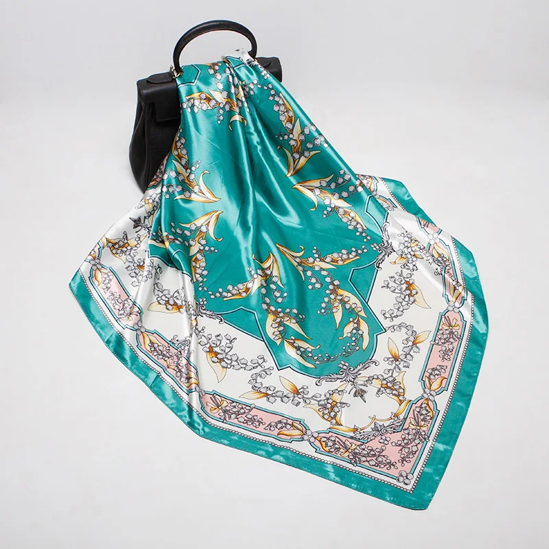 Женский квадратный шелковый шарф 90х90 см роскошный брендовый высококачественный