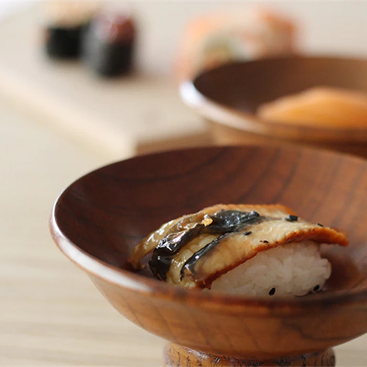 Деревянная чаша для посуды высокая подставка креативные японские блюда суши