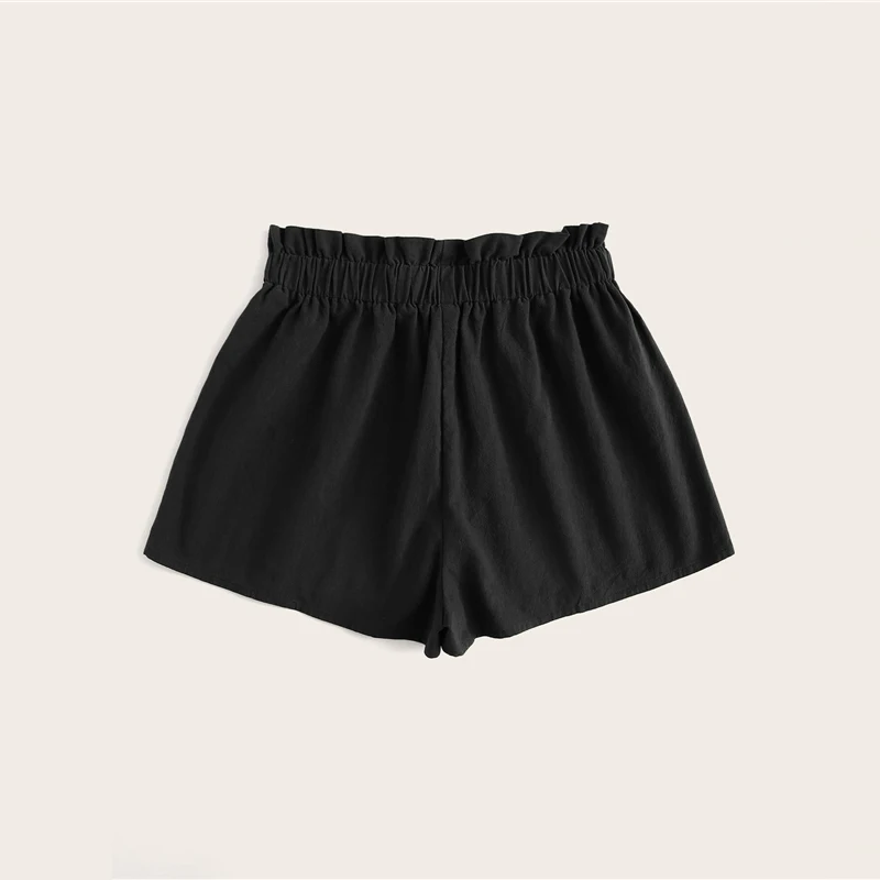 SHEIN женские летние шорты с высокой талией и широкими штанинами, черный, армейский зеленый цвет, новинка