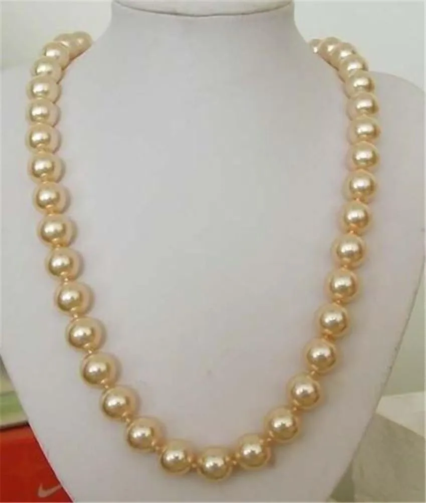 

Trendy Long 12mm South Sea Golden Shell Pearl Necklace earring gift 24inch
