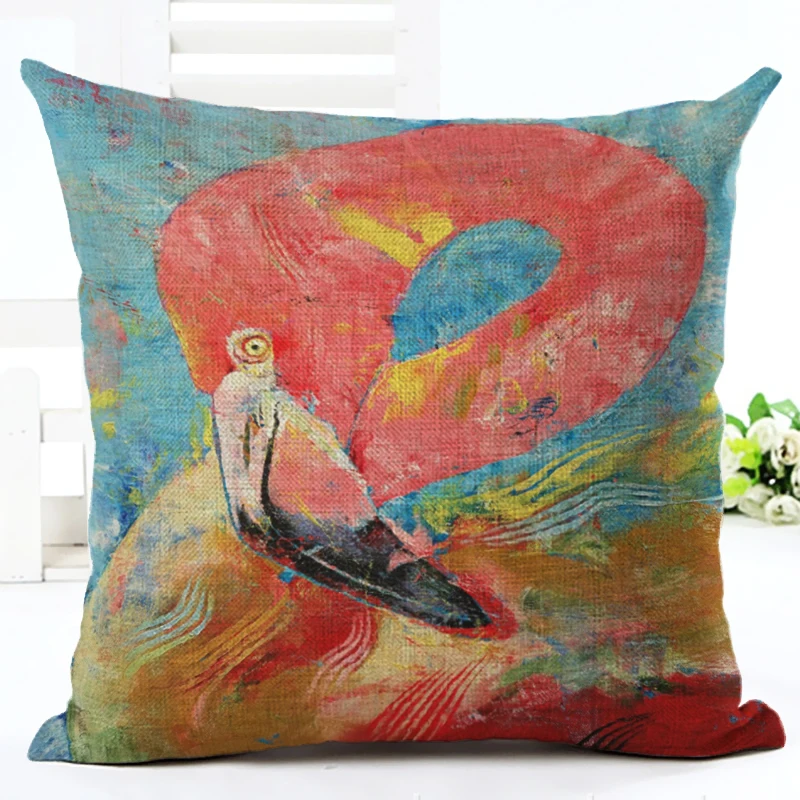 2016 новое поступление высокое качество бант поцелуй Фламинго принт Fundas хлопок лен