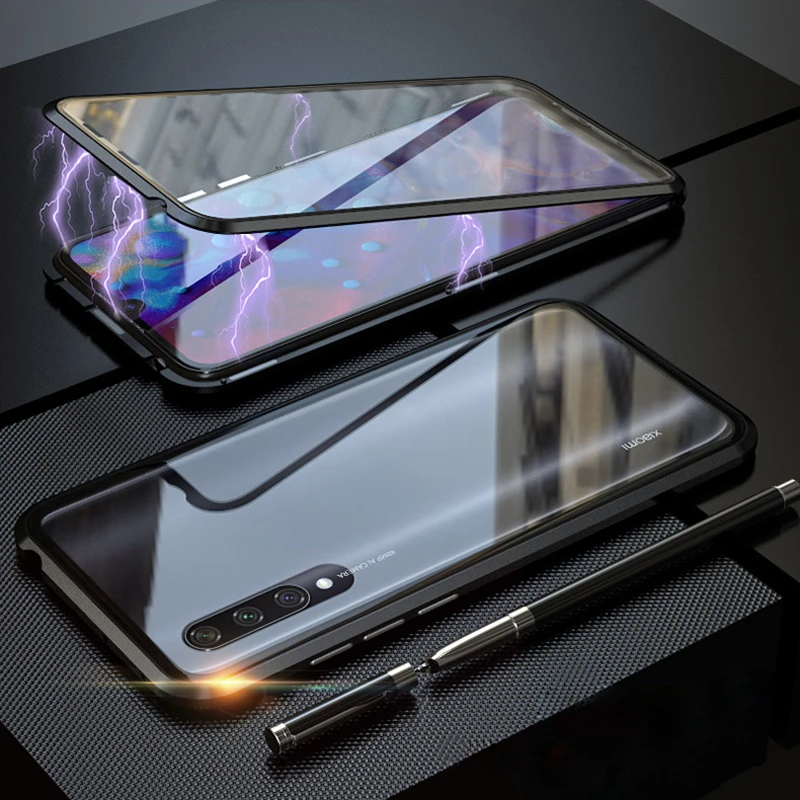 360 Полный Магнитный чехол для Xiaomi mi CC9 9 M Металлический Каркас Чехол-бампер с передней задней стеклянной крышкой на Xiaomi mi CC9 Чехлы mi 9