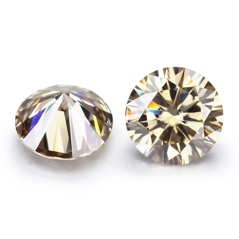 

1 carat Champagne color 6.5mm round brilliant cut moissanites loose gems stones for jewelry making tested positive
