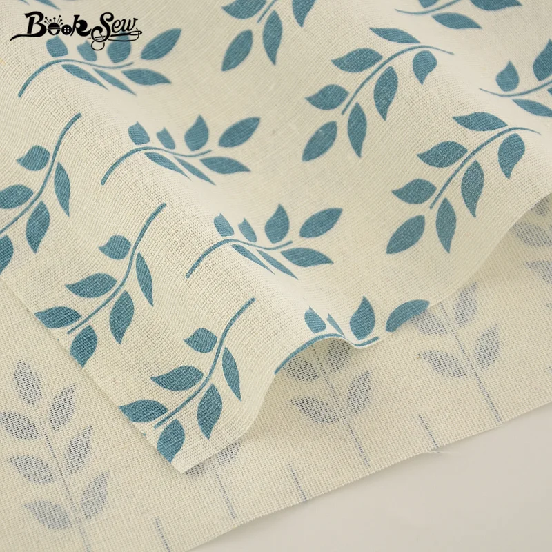 Booksew дизайнерская хлопковая льняная ткань с зелеными листьями для шитья скатерть