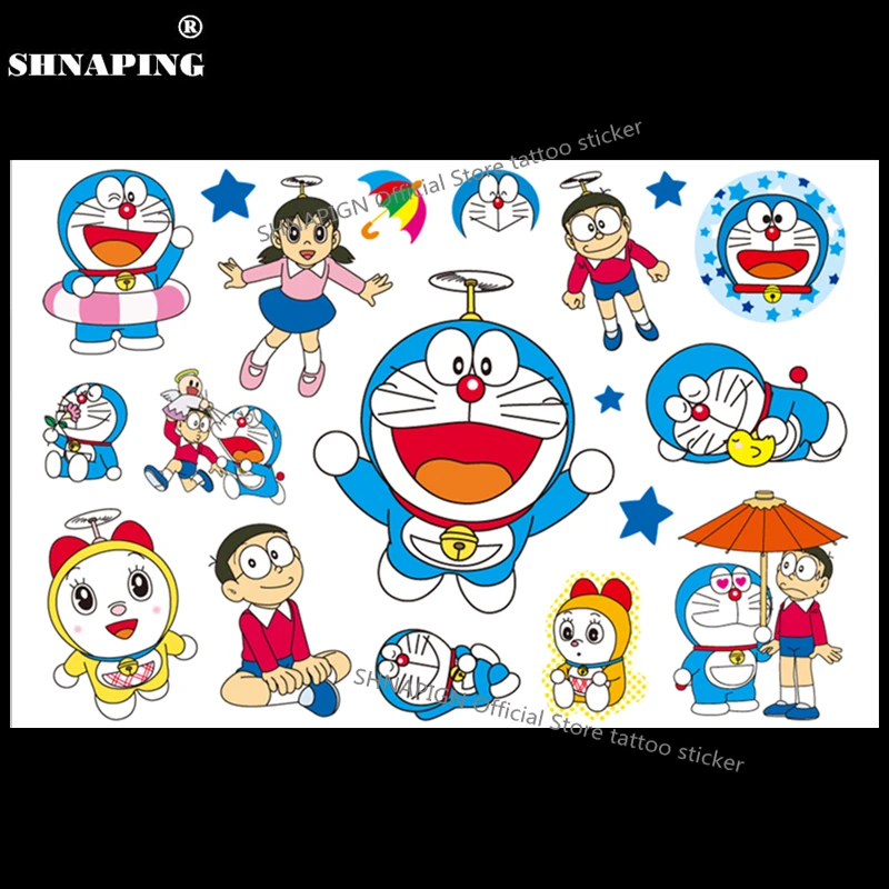 SHNAPIGN Doraemon Cat временная татуировка для детей боди арт флеш наклейка s 17*10 см