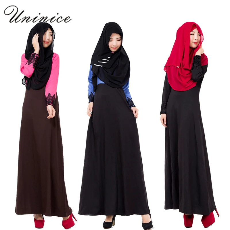 UNINICE abaya/женская одежда мусульманское платье с длинными рукавами кружевная ислам