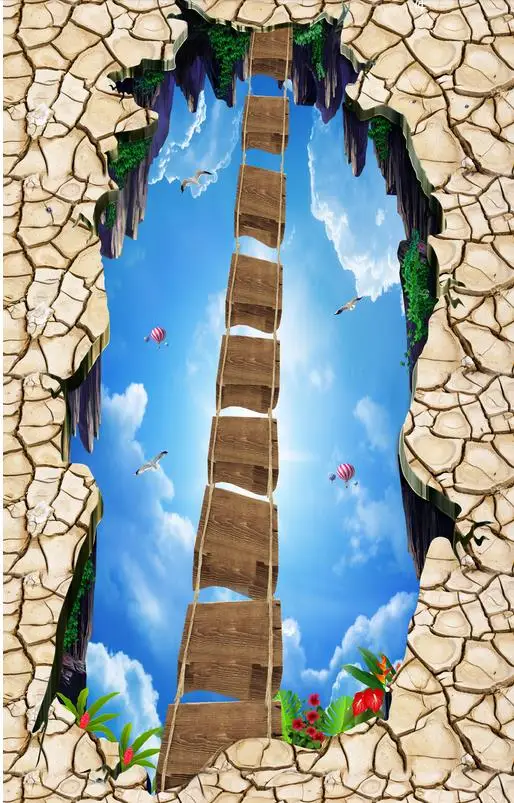 3D обои с рисунком пола самоклеящиеся из ПВХ для гостиной неба подвески