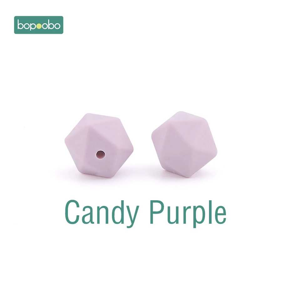 Candy Purple Bopoobo 10 шт. 14 мм шестигранные силиконовые бусины детский Прорезыватель экологичный BPA Бесплатно Детские Прорезыватели для прорезывания зубов, цепочки, бусины для малышей - Цвет: Candy Purple