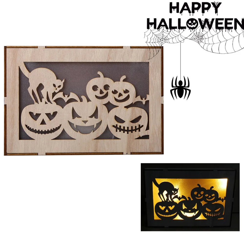 3D Тыква Деревянный светильник Хэллоуин украшения Урожай осенние вечерние