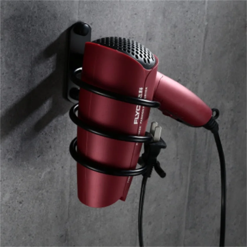 Hair dryer rack HOMEDEC Космический алюминиевый черный набор аксессуаров для ванной комнаты, держатель для унитаза, мыльница, вешалка для полотенец, щетка для унитаза, кольцо для полотенец - Цвет: Hair dryer rack