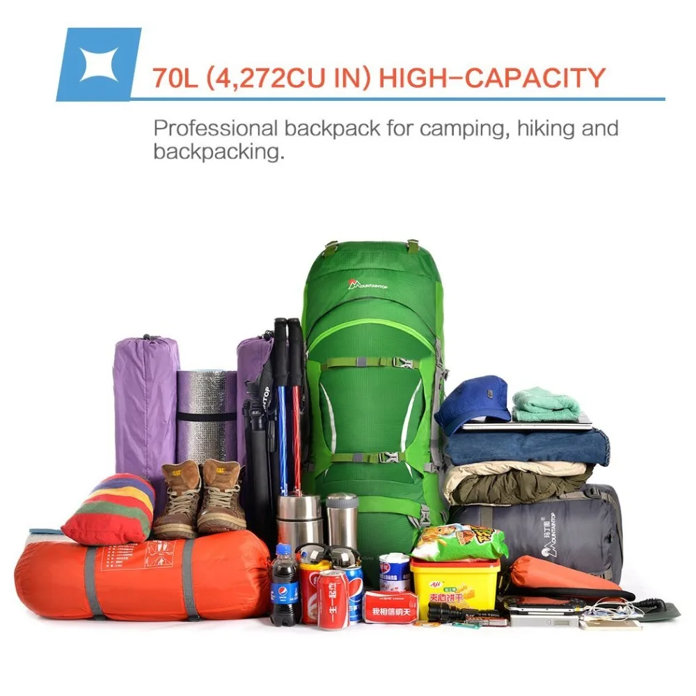 70L Climbing Bag Cologne Material Internal Frame Unisex Packs for Travel Hiking Outdoor Long Distance Camping Backpack | Спорт и
