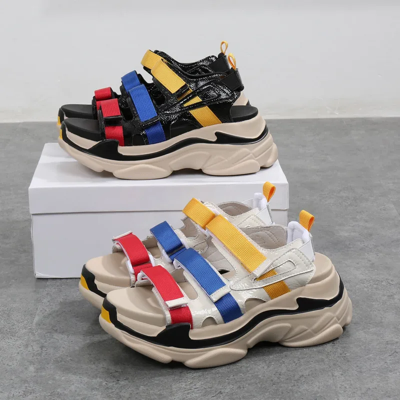 Сандалии женские на платформе повседневная обувь плоской подошве пляжные туфли