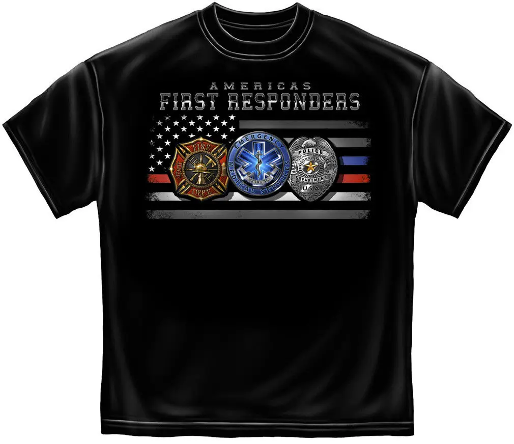 

Men's T-Shirt America's First Responders Fire Department Police EMS Flag
