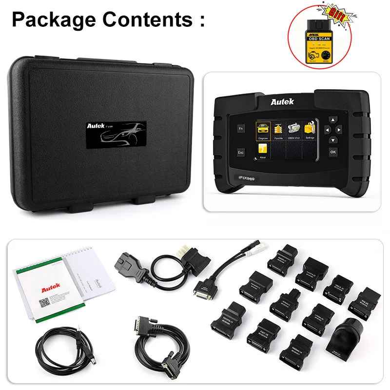 Full Kit Autek IFIX969 автомобильный диагностический Полный Система Автомобильный сканер подушка безопасности; abs EPB DPF SAS Масляный Сброс диагностический инструмент OBD2 сканер - Цвет: Full Kit