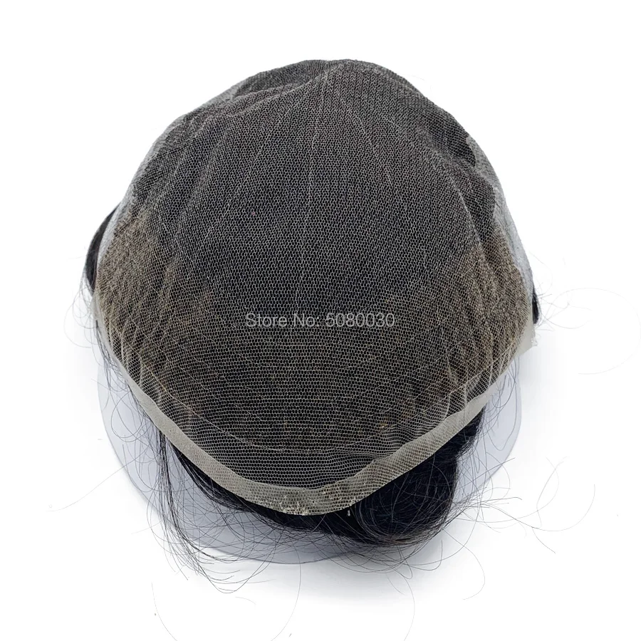 Парик для мужчин, основа спереди и корона, швейцарское кружево с вокруг ПУ, мужской парик, отбеленные узлы, Реми волосы, Мужская система замены волос