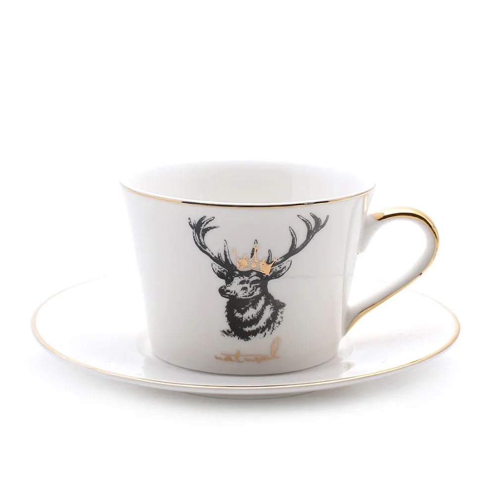 200 мл роскошный стиль лося керамическая костяная китайская кофейная чашка блюдце