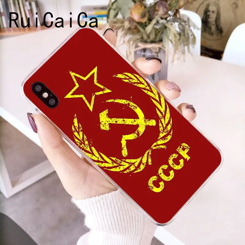 RuiCaiCa чехол для телефона из ТПУ с флагом гранж СССР iPhone 8 7 6 6S Plus X XS MAX 5 5S SE XR 10 |