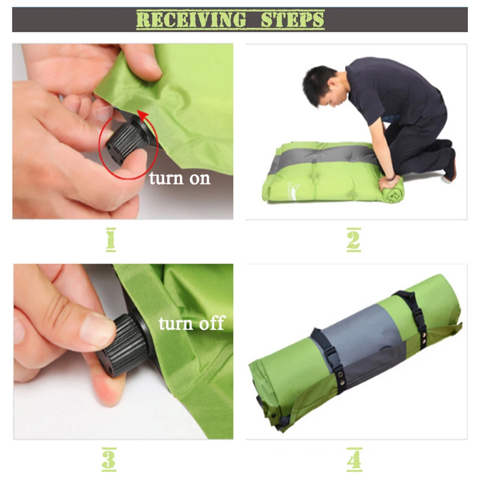 MYJ Сверхлегкий складной коврик для сна влагостойкий с подушкой Самонадувающийся