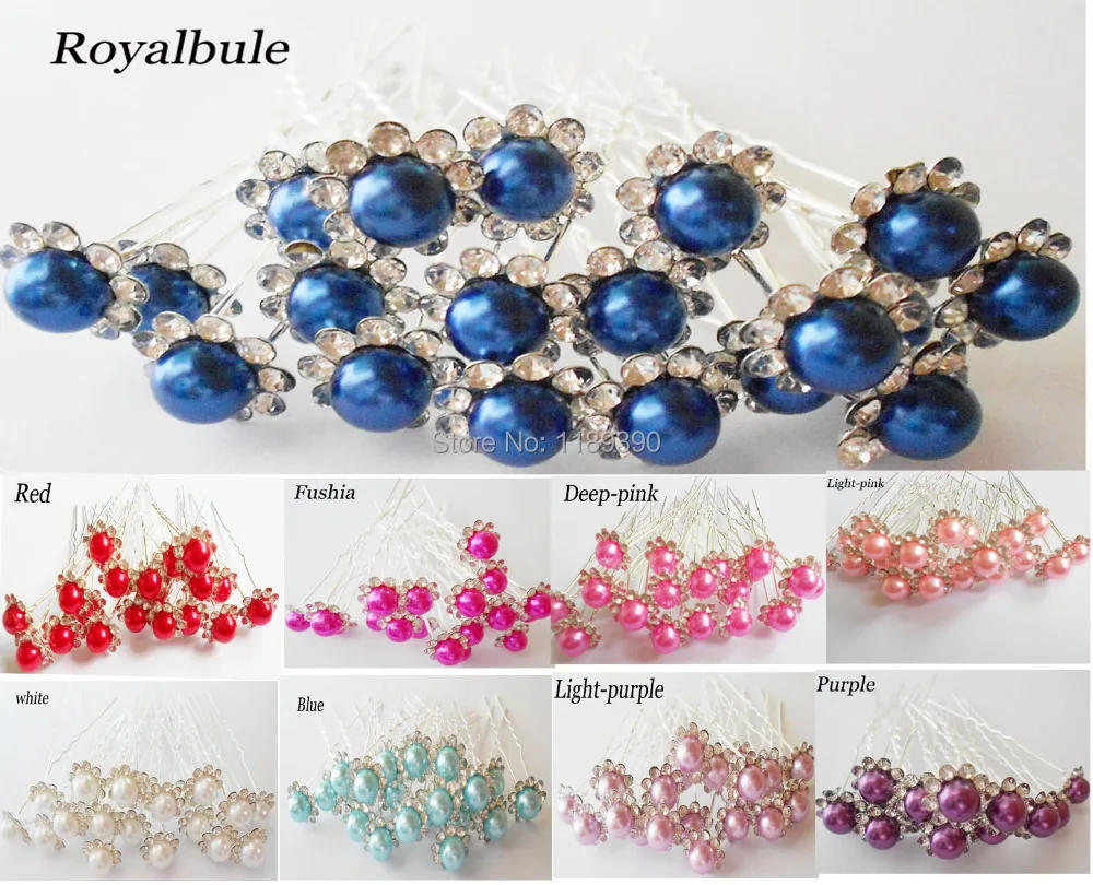 оптовая 20 шт смешивать цвета контакты свадьбы волос rhinestone жемчужина цветок клипы