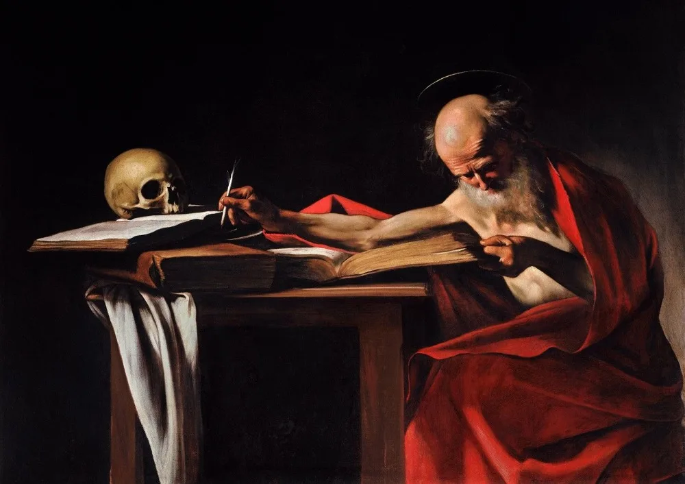 Caravaggio: письмо Святого Джерома Шелковый плакат декоративной живописи 24x36 дюймов