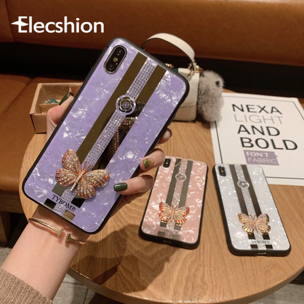 Роскошный 3D чехол бабочка для телефона iPhone XR XS 7 8 Plus противоударный зеркальный