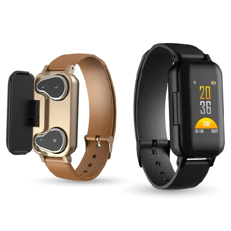 Новинка Bluetooth Смарт браслет с двумя наушниками монитор сердечного ритма