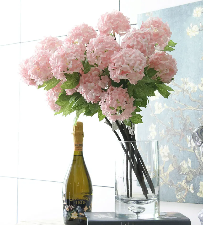 Лидер продаж 3 головки осенняя искусственная Гортензия цветы композиция