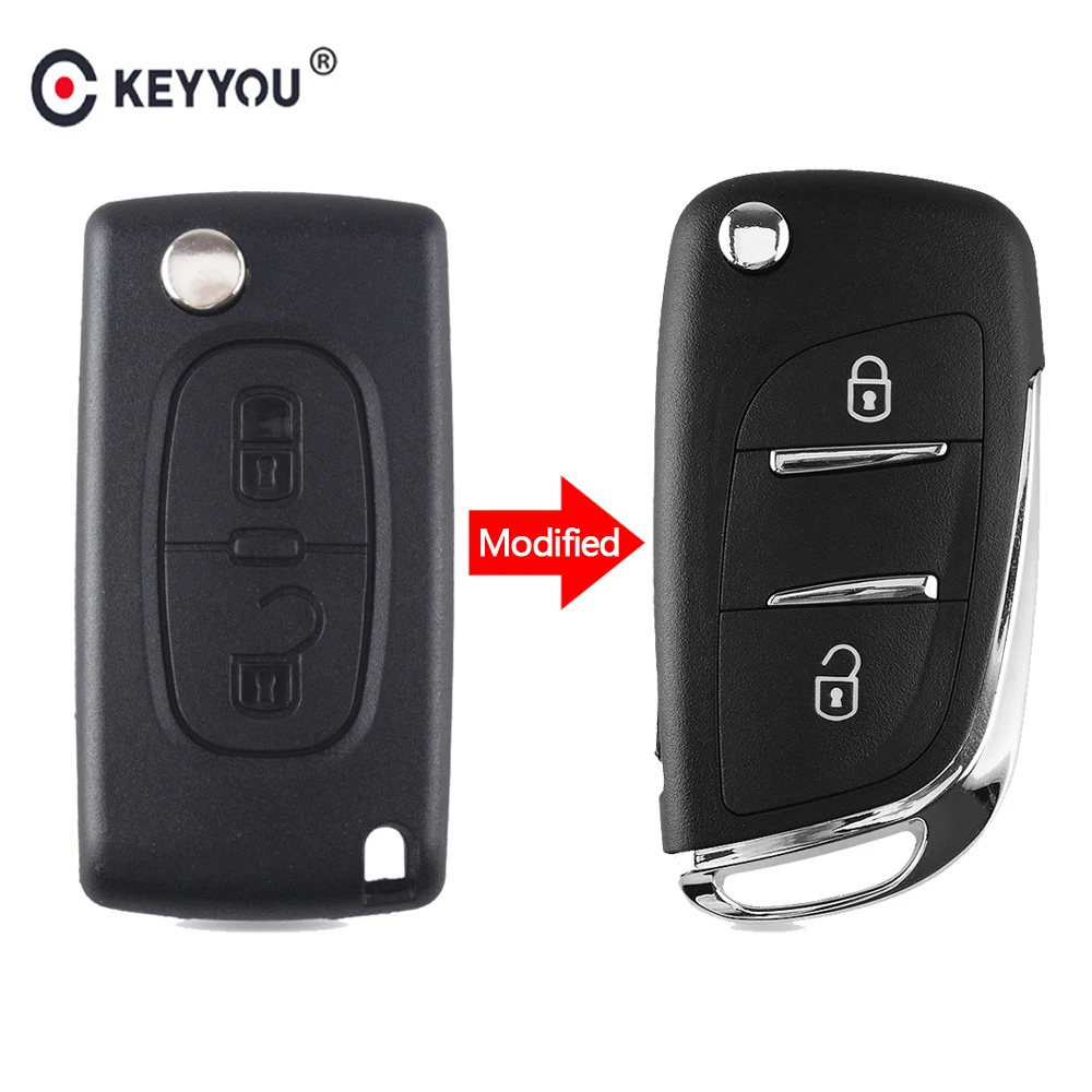 Чехол для ключей KEYYOU Citroen C2 C3 C5 C6 C8 2 кнопки откидной складной чехол с