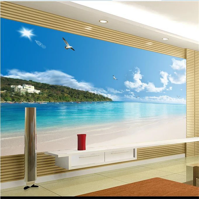 

beibehang 3d stereoscopic sea murals Europe TV backdrop wallpaper living room bedroom papel de parede wall paper
