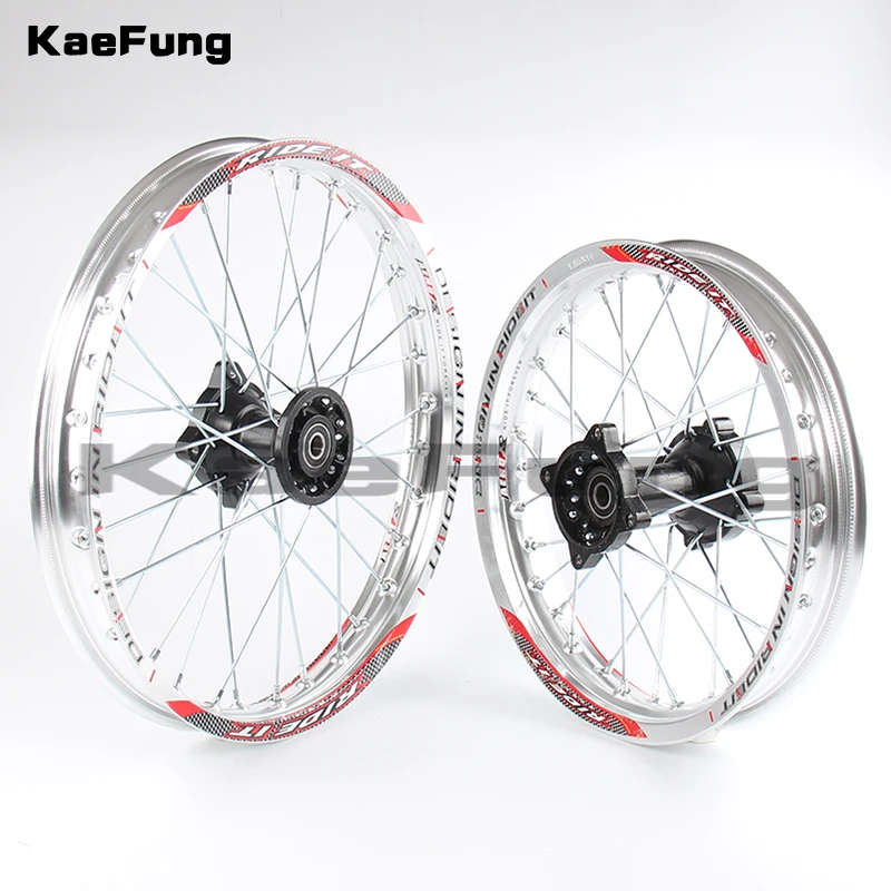 

Silver 12mm 15mm Front 1.40-14" inch Rear 1.85-12" aluminium Alloy Wheel Rim For 160cc 150CC Dirt Pit bike 12 14 wheel